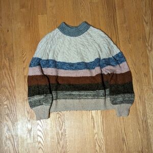 Madewell Deacon Cableknit Sweater in Stripe